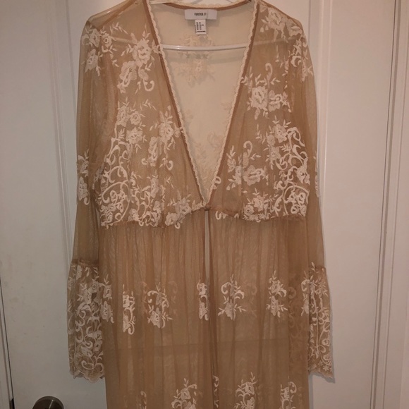 Forever 21 lace long sleeve maxi cover up - Picture 2 of 5